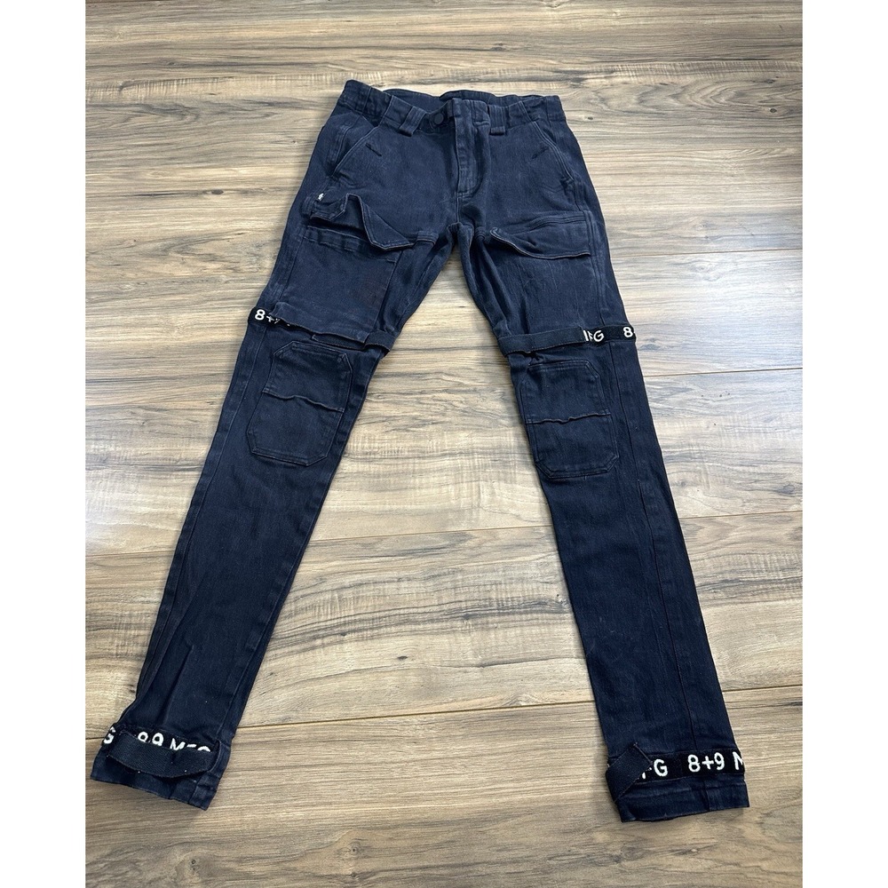 8&9 MFG CO Black Denim Cargo Pants Mens‎ Size 30 Convertible Zip Off